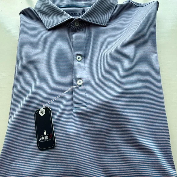 johnnie-O Blue and White Striped Polo Shirt - Picture 2 of 6